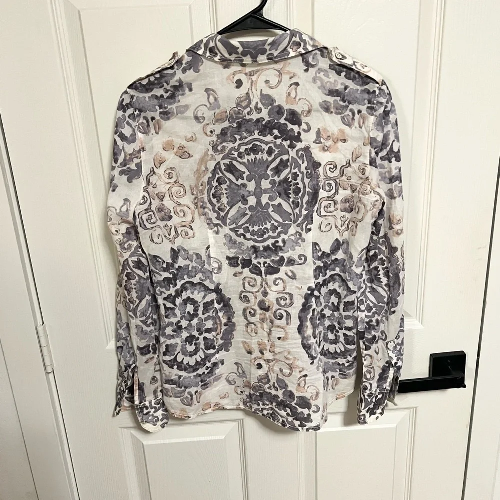 Tory Burch Brigitte Medallion silk Cotton Long-Sleeve Button-Up Blouse